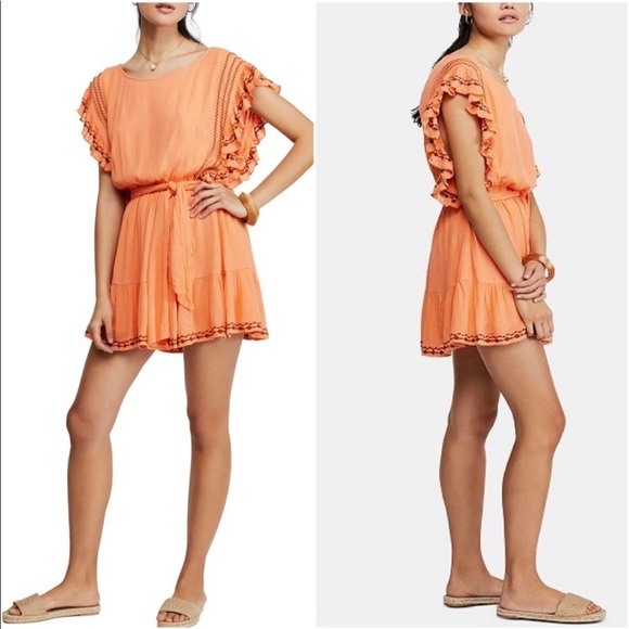 NWT Free People Weekend Brunch Dress in Coral, Size Medium - Picture 3 of 6